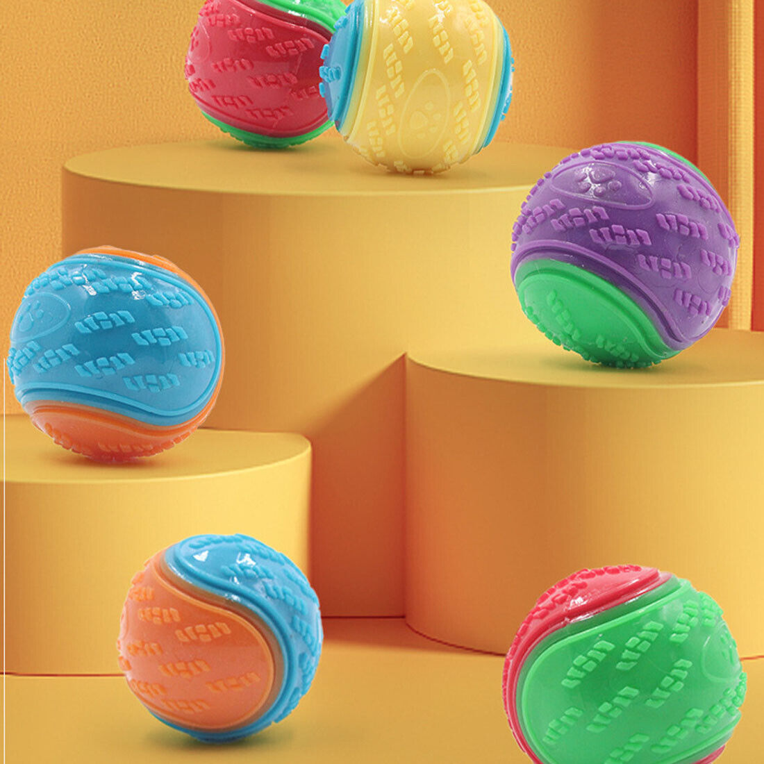 Scooby-Doo Durable Squeaky set of 8 Dog Balls for teeth Cleaning Interactive