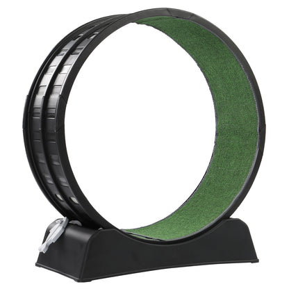 80*34*86CM Black PP track connector assembly, round shape with green carpet + 1 cat teaser stick, 15kg cat treadmill