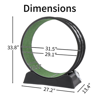 80*34*86CM Black PP track connector assembly, round shape with green carpet + 1 cat teaser stick, 15kg cat treadmill