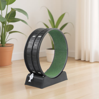80*34*86CM Black PP track connector assembly, round shape with green carpet + 1 cat teaser stick, 15kg cat treadmill