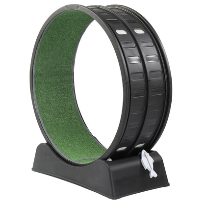 80*34*86CM Black PP track connector assembly, round shape with green carpet + 1 cat teaser stick, 15kg cat treadmill
