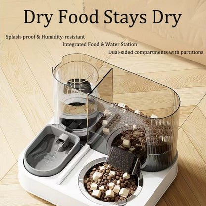2 in 1 Automatic Cat Feeder Water Dispenser Dry Wet Pet Dog Puppy Food Dispenser