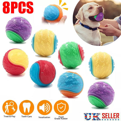 Scooby-Doo Durable Squeaky set of 8 Dog Balls for teeth Cleaning Interactive