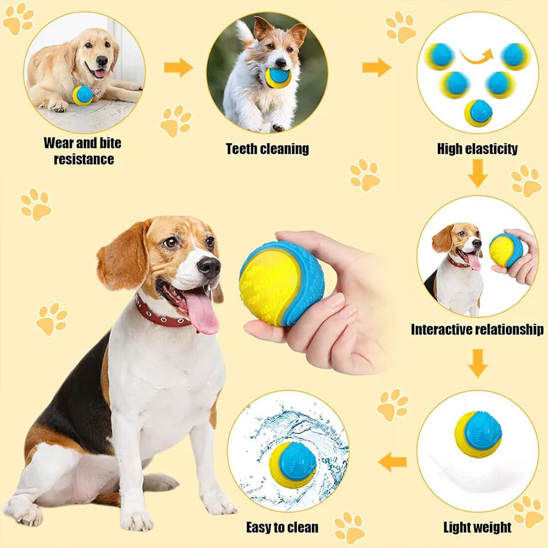 Scooby-Doo Durable Squeaky set of 8 Dog Balls for teeth Cleaning Interactive