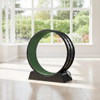 80*34*86CM Black PP track connector assembly, round shape with green carpet + 1 cat teaser stick, 15kg cat treadmill