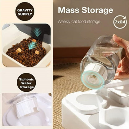2 in 1 Automatic Cat Feeder Water Dispenser Dry Wet Pet Dog Puppy Food Dispenser