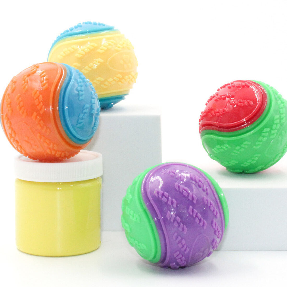 Scooby-Doo Durable Squeaky set of 8 Dog Balls for teeth Cleaning Interactive
